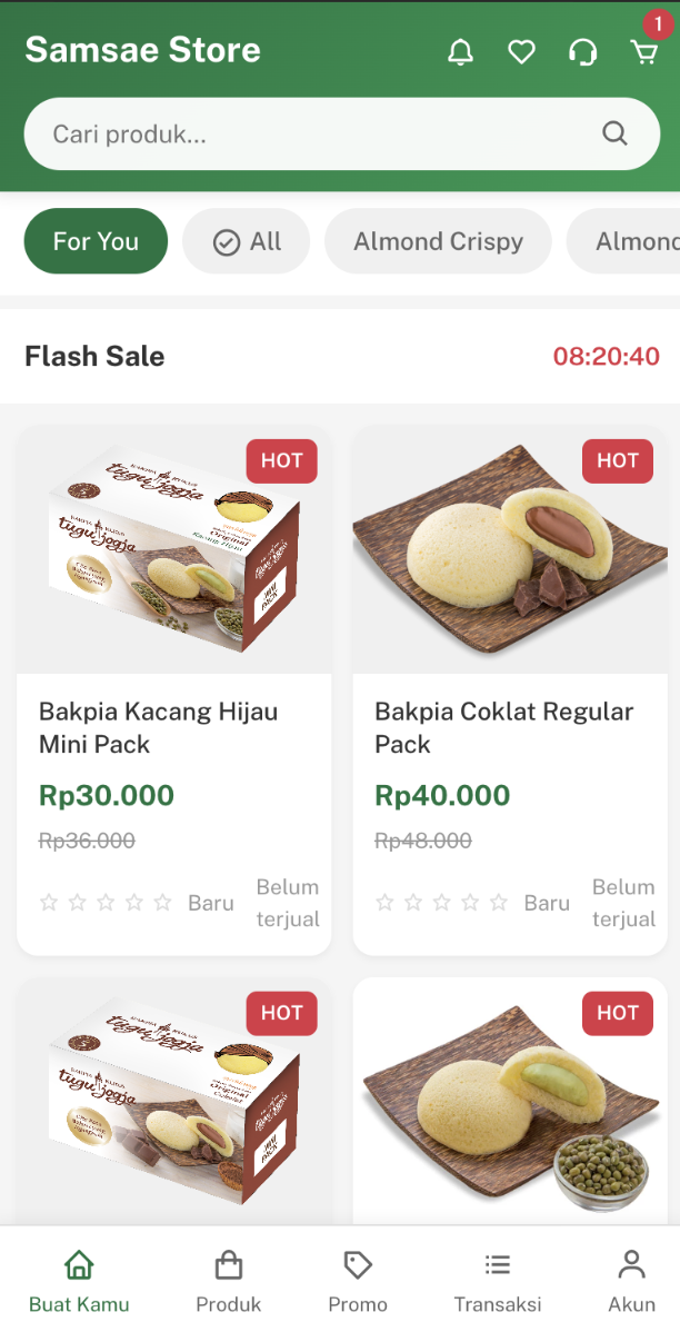 Food shopping app with Midtrans online payment integration.
